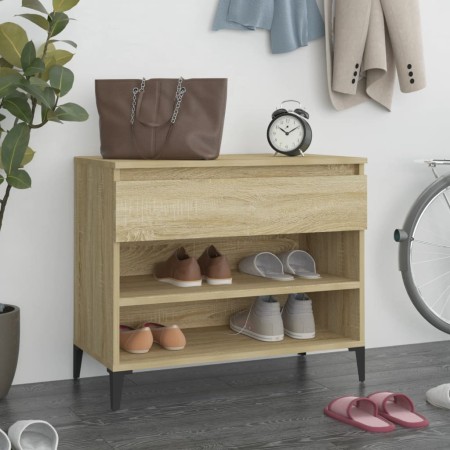 Mueble zapatero madera contrachapada roble Sonoma 70x36x60 cm de vidaXL, Zapateros y organizadores de calzado - Ref: Foro24-8...