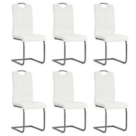 Sillas voladizas de comedor 6 unidades cuero sintético blanco de vidaXL, Sillas de comedor - Ref: Foro24-275464, Precio: 370,...