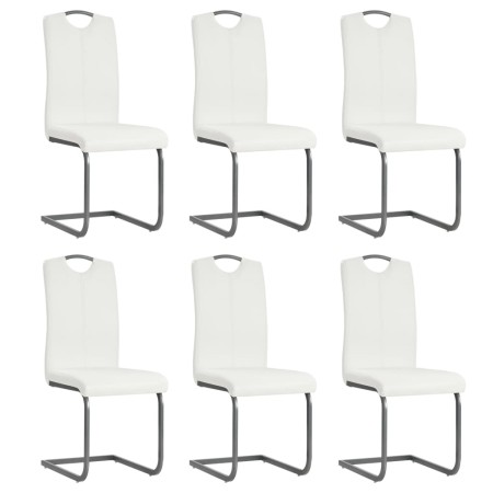 Cantilever dining chairs 6 units white synthetic leather by vidaXL, dining chairs - Ref: Foro24-275464, Price: 370,10 €, Disc...