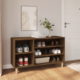 Mueble zapatero madera contrachapada roble marrón 102x36x60 cm de vidaXL, Zapateros y organizadores de calzado - Ref: Foro24-...