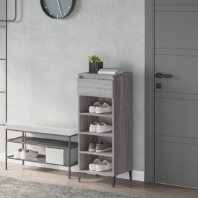 Mueble zapatero madera contrachapada gris Sonoma 40x36x105 cm de vidaXL, Zapateros y organizadores de calzado - Ref: Foro24-8...