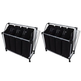 Laundry separator with bags 2 units black and gray by vidaXL, Laundry baskets - Ref: Foro24-276041, Price: 68,99 €, Discount: %