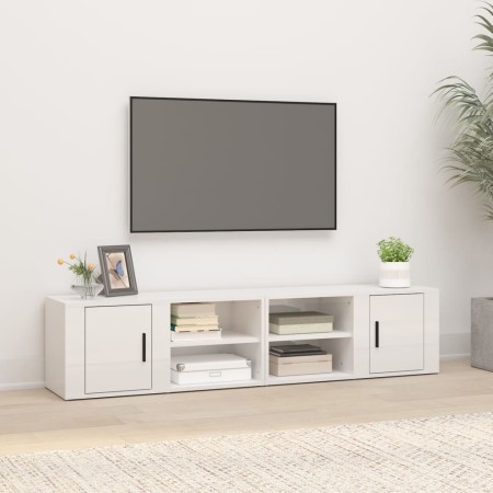 TV-Möbel 2 Einheiten glänzendes weißes Holz 80x31,5x36 cm von vidaXL, TV-Möbel - Ref: Foro24-819441, Preis: 56,99 €, Rabatt: %