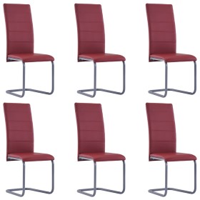 6 red synthetic leather cantilever dining chairs by vidaXL, dining chairs - Ref: Foro24-278098, Price: 360,99 €, Discount: %