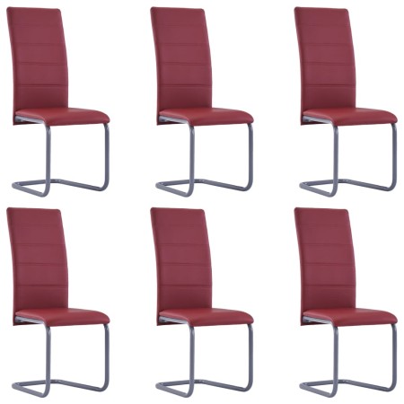 6 red synthetic leather cantilever dining chairs by vidaXL, dining chairs - Ref: Foro24-278098, Price: 361,28 €, Discount: %