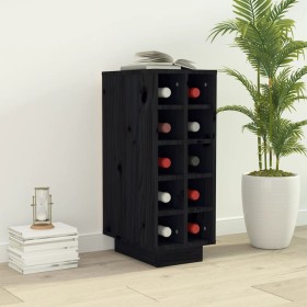 Flaschenregal aus massivem schwarzem Kiefernholz, 23 x 34 x 61 cm von vidaXL, Weinregale - Ref: Foro24-820975, Preis: 73,99 €...