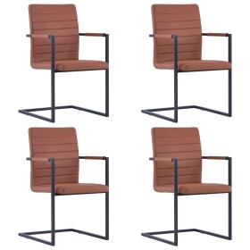 Cantilever dining chairs 4 units brown synthetic leather by vidaXL, dining chairs - Ref: Foro24-278628, Price: 389,68 €, Disc...