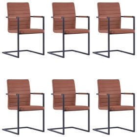 Cantilever dining chairs 6 units brown synthetic leather by vidaXL, dining chairs - Ref: Foro24-278629, Price: 582,66 €, Disc...