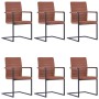 Cantilever dining chairs 6 units brown synthetic leather by vidaXL, dining chairs - Ref: Foro24-278629, Price: 582,66 €, Disc...