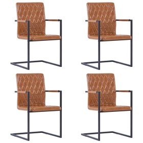 Cantilever dining chairs 4 pcs cognac brown synthetic leather by vidaXL, dining chairs - Ref: Foro24-278642, Price: 373,94 €,...