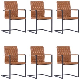 Cantilever dining chairs 6 pcs cognac brown synthetic leather by vidaXL, dining chairs - Ref: Foro24-278643, Price: 560,99 €,...