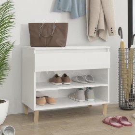 Glossy white plywood shoe cabinet 70x36x60 cm by vidaXL, Shoe racks and shoe organizers - Ref: Foro24-819758, Price: 51,99 €,...