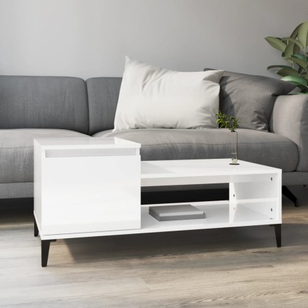 Glossy white plywood coffee table 100x50x45 cm by vidaXL, Coffee table - Ref: Foro24-821134, Price: 51,99 €, Discount: %