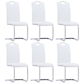 Sillas voladizas de comedor 6 unidades cuero sintético blanco de vidaXL, Sillas de comedor - Ref: Foro24-278835, Precio: 428,...