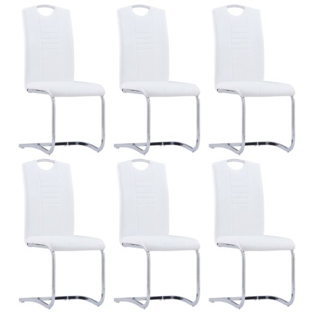 Sillas voladizas de comedor 6 unidades cuero sintético blanco de vidaXL, Sillas de comedor - Ref: Foro24-278835, Precio: 432,...