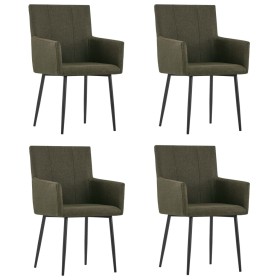 Sillas de comedor con reposabrazos 4 unidades tela marrón de vidaXL, Sillas de comedor - Ref: Foro24-279698, Precio: 303,99 €...