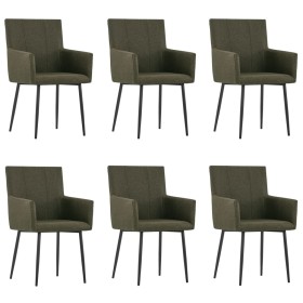 Dining chairs with armrests 6 units brown fabric by vidaXL, dining chairs - Ref: Foro24-279699, Price: 454,20 €, Discount: %