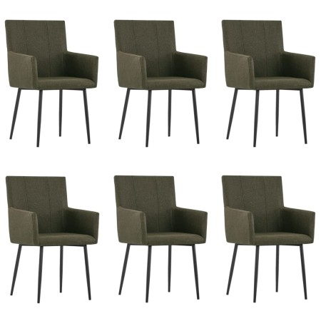 Sillas de comedor con reposabrazos 6 unidades tela marrón de vidaXL, Sillas de comedor - Ref: Foro24-279699, Precio: 454,20 €...