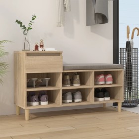 Mueble zapatero madera contrachapada roble Sonoma 102x36x60 cm de vidaXL, Zapateros y organizadores de calzado - Ref: Foro24-...