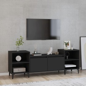 Black plywood TV cabinet 160x35x55 cm by vidaXL, TV Furniture - Ref: Foro24-821197, Price: 92,76 €, Discount: %