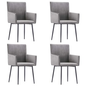 Dining chairs with armrests 4 units gray velvet by vidaXL, dining chairs - Ref: Foro24-3051089, Price: 290,99 €, Discount: %