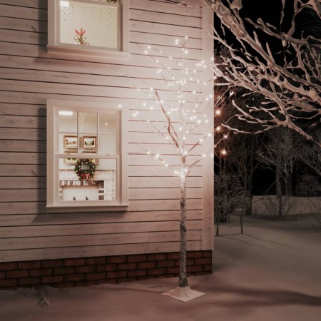 Abedul artificial blanco con 128 LED blanco cálido 220 cm de vidaXL, Arboles de navidad - Ref: Foro24-345145, Precio: 66,94 €...