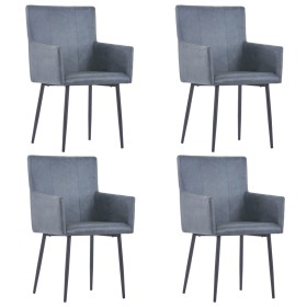 Dining chairs with armrests 4 pcs gray synthetic suede leather by vidaXL, dining chairs - Ref: Foro24-3051097, Price: 290,16 ...