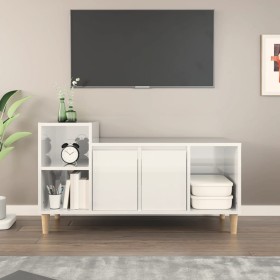 Mueble de TV madera contrachapada blanco brillo 100x35x55 cm de vidaXL, Muebles TV - Ref: Foro24-821174, Precio: 64,99 €, Des...