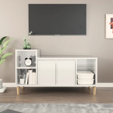 Glossy white plywood TV cabinet 100x35x55 cm by vidaXL, TV Furniture - Ref: Foro24-821174, Price: 63,98 €, Discount: %