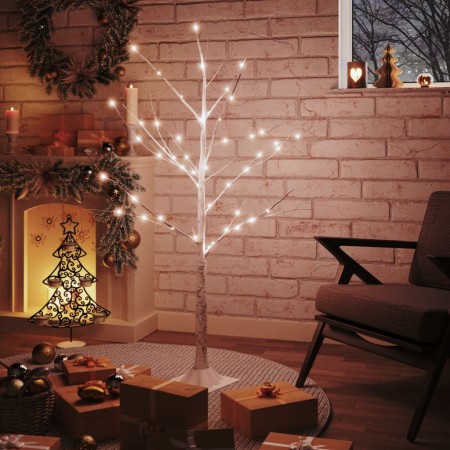 Abedul artificial blanco con 48 LED blanco cálido 120 cm de vidaXL, Arboles de navidad - Ref: Foro24-345142, Precio: 33,90 €,...