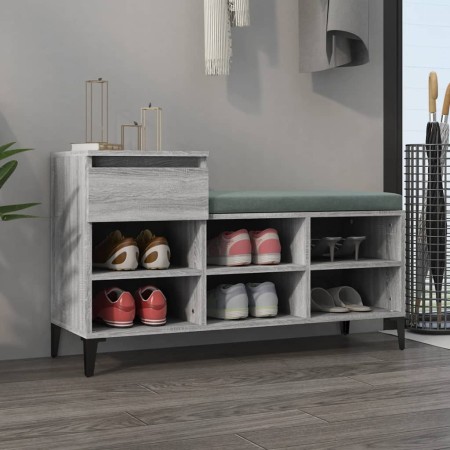 Mueble zapatero madera contrachapada gris Sonoma 102x36x60 cm de vidaXL, Zapateros y organizadores de calzado - Ref: Foro24-8...