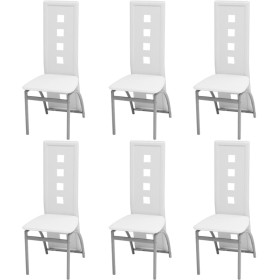 Sillas de comedor 6 unidades cuero artificial blanco de vidaXL, Sillas de comedor - Ref: Foro24-274310, Precio: 296,61 €, Des...