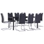 Juego de comedor 9 piezas cuero sintético negro de vidaXL, muebles para cocinas y comedores - Ref: Foro24-3053112, Precio: 79...