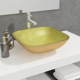 Golden glass sink 42x42x14 cm by vidaXL, Sinks - Ref: Foro24-345260, Price: 59,42 €, Discount: %