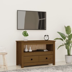 Solid pine wood TV stand in honey brown color, 79x35x52 cm by vidaXL, TV Furniture - Ref: Foro24-821500, Price: 93,09 €, Disc...