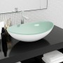 Lavabo de vidrio templado blanco 54,5x35x15,5 cm de vidaXL, Lavabos - Ref: Foro24-345256, Precio: 74,96 €, Descuento: %