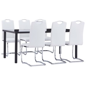 7-piece white synthetic leather dining set by vidaXL, Furniture sets for kitchens and dining rooms - Ref: Foro24-3053118, Pri...