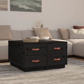 Solid black pine wood coffee table 80x80x45 cm by vidaXL, Coffee table - Ref: Foro24-821521, Price: 156,49 €, Discount: %