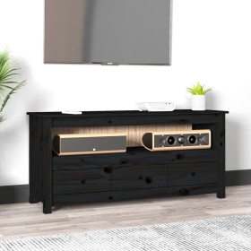 Solid black pine wood TV cabinet 114x35x52 cm by vidaXL, TV Furniture - Ref: Foro24-821506, Price: 112,99 €, Discount: %