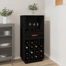 Solid black pine wood wine rack 45x34x100 cm by vidaXL, Wine and liquor cabinets - Ref: Foro24-821536, Price: 110,99 €, Disco...