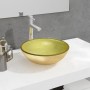 Lavabo de vidrio templado dorado 35x12 cm de vidaXL, Lavabos - Ref: Foro24-345258, Precio: 57,91 €, Descuento: %