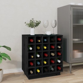 Solid black pine wood wine rack 55.5x34x61 cm by vidaXL, Wine and liquor cabinets - Ref: Foro24-821531, Price: 85,99 €, Disco...