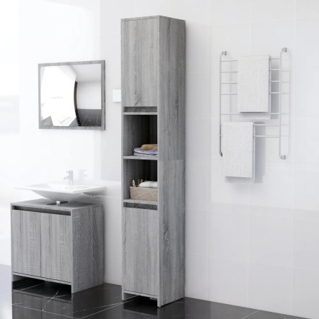 Armario de baño madera contrachapada gris Sonoma 30x30x183,5 cm de vidaXL, Muebles de baño - Ref: Foro24-815109, Precio: 79,7...