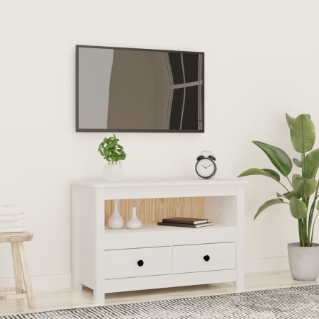 Mueble para TV de madera maciza de pino blanco 79x35x52 cm de vidaXL, Muebles TV - Ref: Foro24-821498, Precio: 94,85 €, Descu...