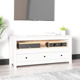 Mueble para TV de madera maciza de pino blanco 114x35x52 cm de vidaXL, Muebles TV - Ref: Foro24-821503, Precio: 99,99 €, Desc...