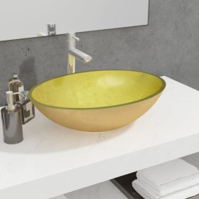 Golden glass sink 50x37x14 cm by vidaXL, Sinks - Ref: Foro24-345261, Price: 68,99 €, Discount: %