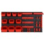 Set estantes taller 35 pzas polipropileno rojo y negro 77x39 cm de vidaXL, Armarios para herramientas - Ref: Foro24-152205, P...