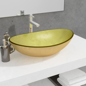 Lavabo de vidrio templado dorado 54,5x35x15,5 cm de vidaXL, Lavabos - Ref: Foro24-345262, Precio: 77,99 €, Descuento: %