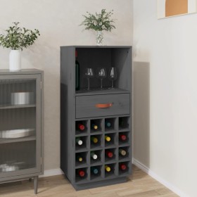 Solid gray pine wood wine rack 45x34x100 cm by vidaXL, Wine and liquor cabinets - Ref: Foro24-821534, Price: 149,99 €, Discou...