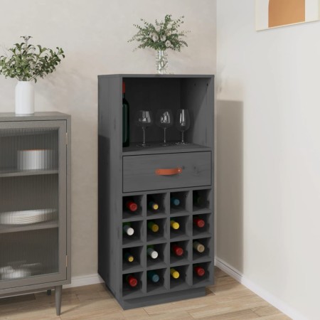 Solid gray pine wood wine rack 45x34x100 cm by vidaXL, Wine and liquor cabinets - Ref: Foro24-821534, Price: 149,42 €, Discou...